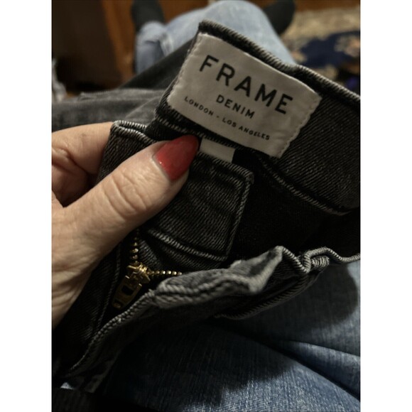FRAME Denim Le High Straight Jeans Black Womens‎ 26 Sleepy Hollow Dip Dye - Picture 2 of 4
